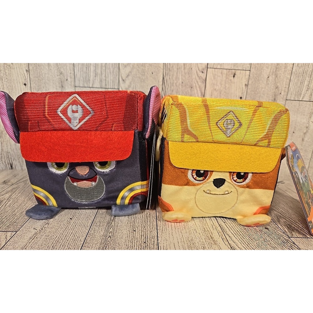 Paw Patrol Nickelodeon Charger Rubble Crew 4" Cube Plush Toy Set of 2